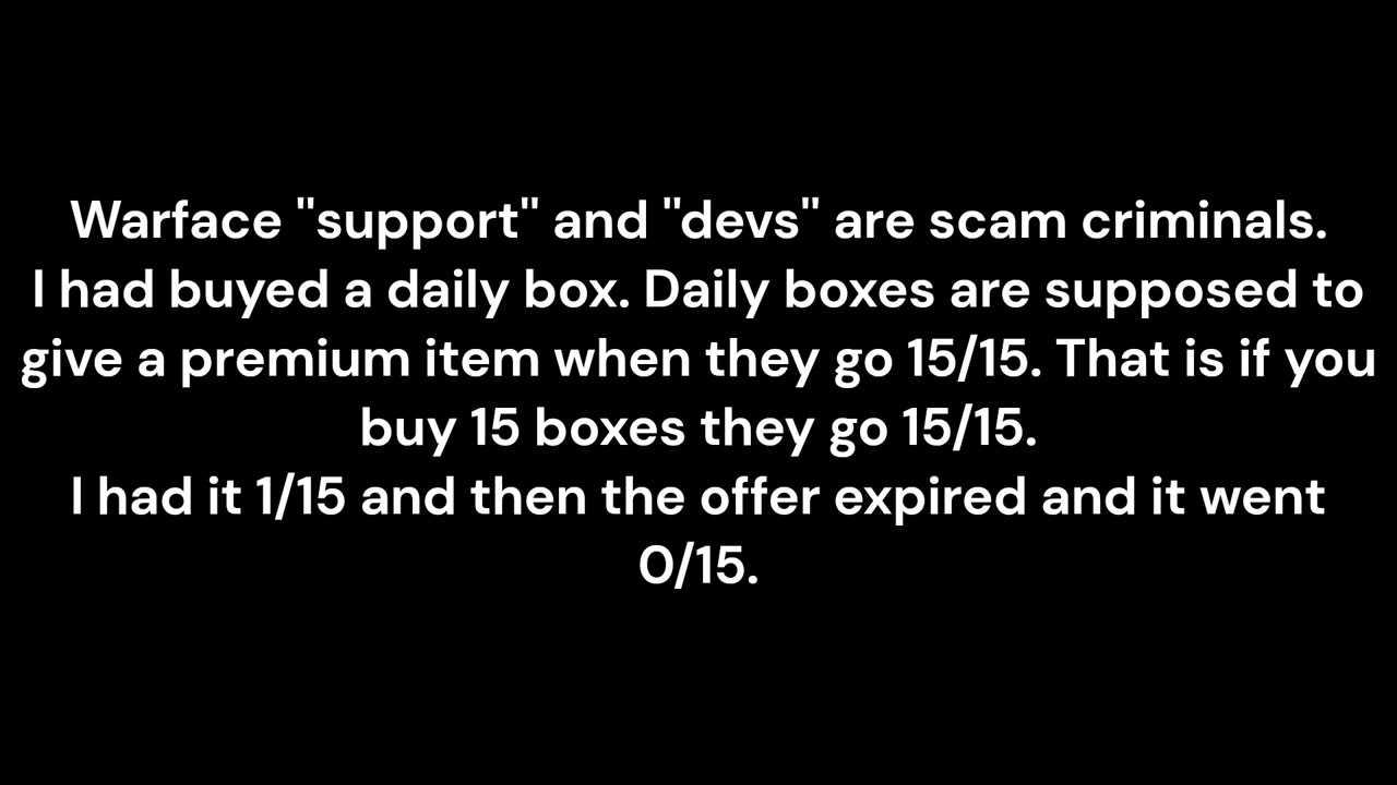 WARFACE SCAM DAILY BOXES. [NAMED ALSO=DAILY SETS].