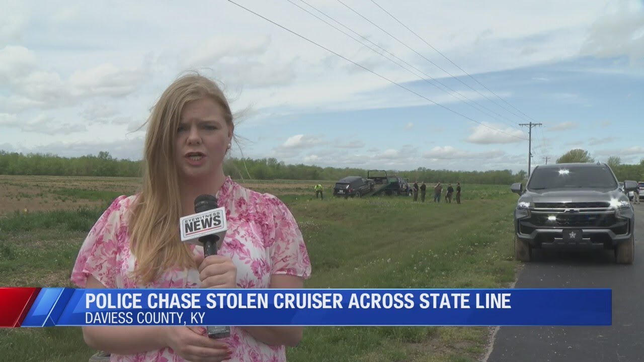 Police chase stolen cruiser across state line - YouTube