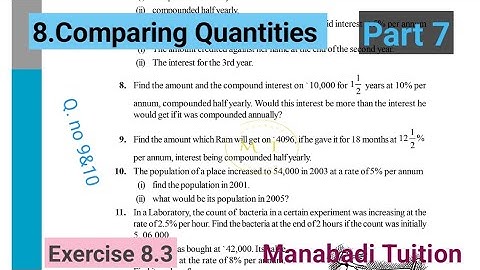8th class maths| chapter 8|Comparing Quantities| Exercise 8.3 |Q no 9&10 part 7|CBSE|NCERT|