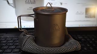 【α7Ⅳ】TITAN MANIA(チタンマニア) チタンマグカップ420mlチタン製 蓋付き ソロキャンプ クッカー コッヘル　★とおるアウトドアキャンプ