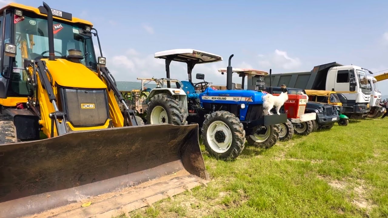 Jcb 3dx loading Mud in TATA Tippers Tractors Swaraj 855 Fe New Holland 3630 Tractor jcb Thar truck