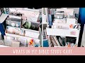 How I store my Bible study supplies | 3 tiered rolling cart organization