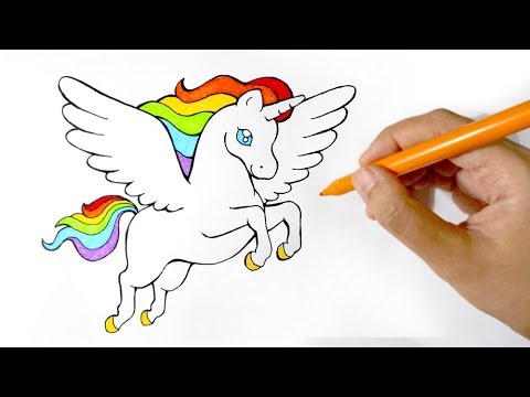 Rainbow Winged Unicorn 🌈 Drawing & Coloring - YouTube