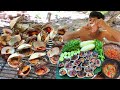 #Seashell #BigClam Grilled on Hot Fire eating with Hot Chili Sauce give yourself a heat - Big Clam