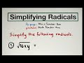 Simplifying Radicals Quiz