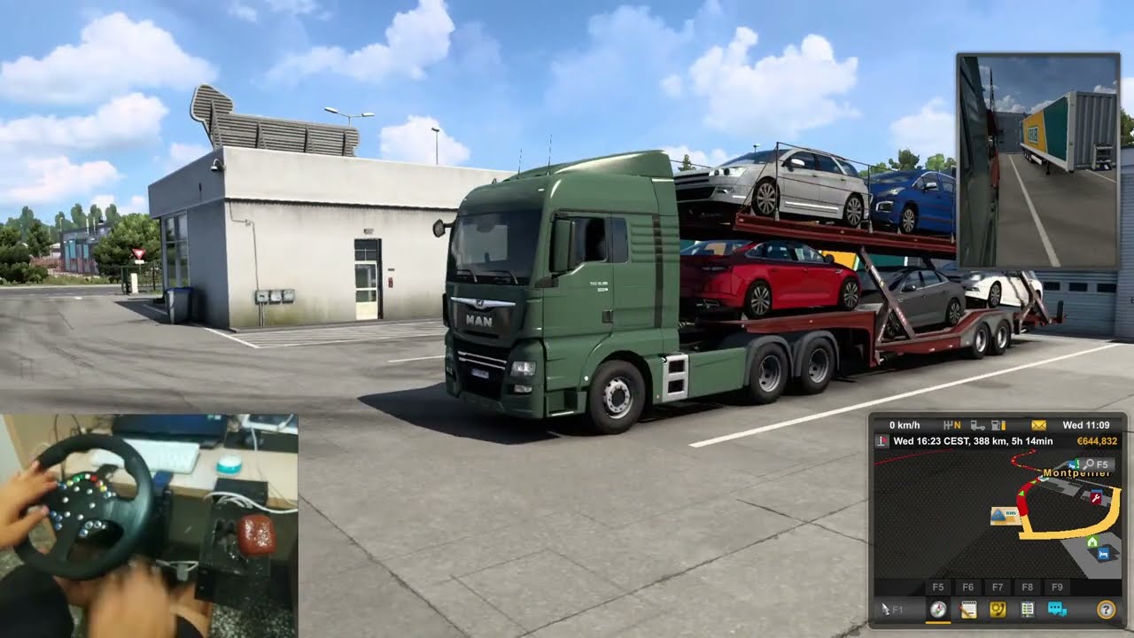 Montpellier To Nice, With A Trailer Full of Cars  - Euro Truck Simulator 2 | DIY FFB Steering Wheel