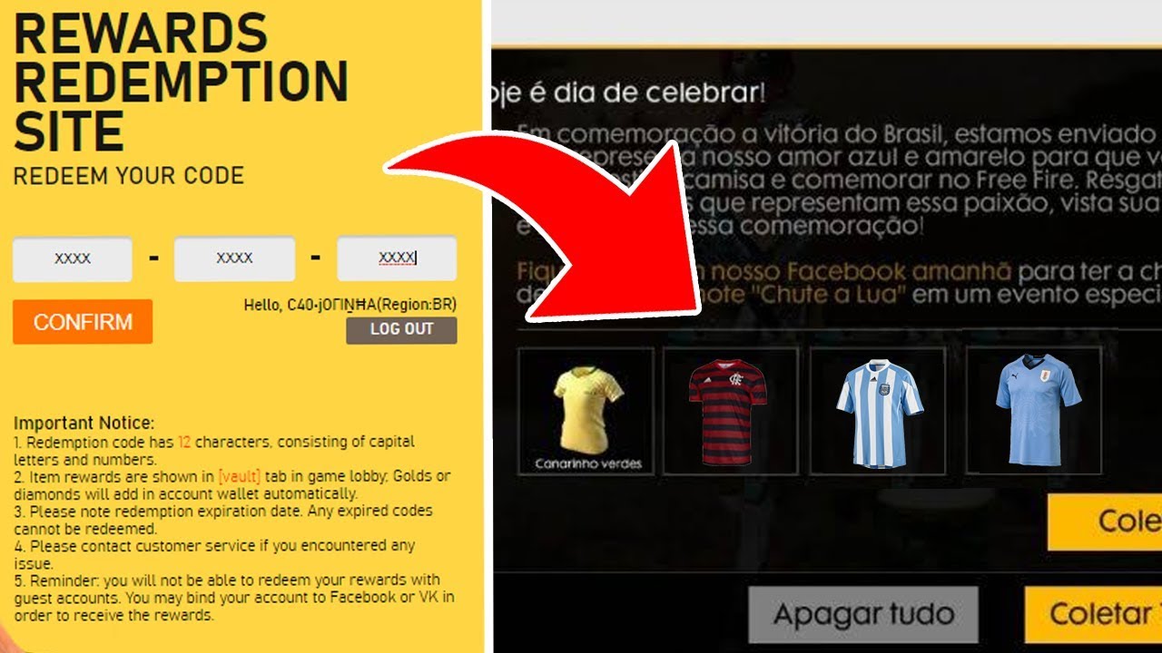 Como Pegar Codigos Da Copa America No Free Fire Codigos De Camisas De Time Youtube