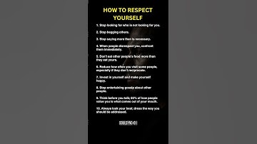 HOW TO START RESPECTING YOURSELF (10 Rules That Change Everything) #respect #mindset #success