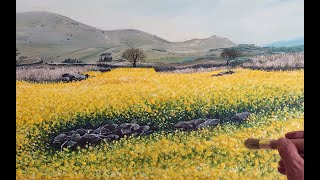 #acrylicpainting/ Painting along the canola flower landscape/ 아크릴화/ 유채꽃 풍경  따라 그려보기/