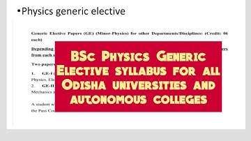 +3 Physics Generic Elective syllabus for all Odisha universities and autonomous colleges