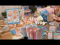 opening my sticker shop again!! making stickers, packing orders, &amp; gouache paintings // studio vlog