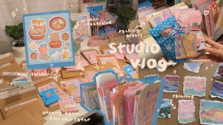 opening my sticker shop again!! making stickers, packing orders, &amp; gouache paintings // studio vlog