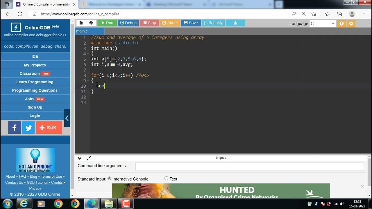 C Program to compute sum and average using Array - YouTube