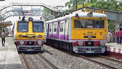 Perfect Twin Parallel EMU Trains Crossing | Aerodynamic Face EMU crossing Flat Face EMU Train | ER