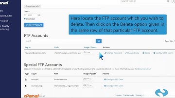 How to delete an FTP user account from cPanel