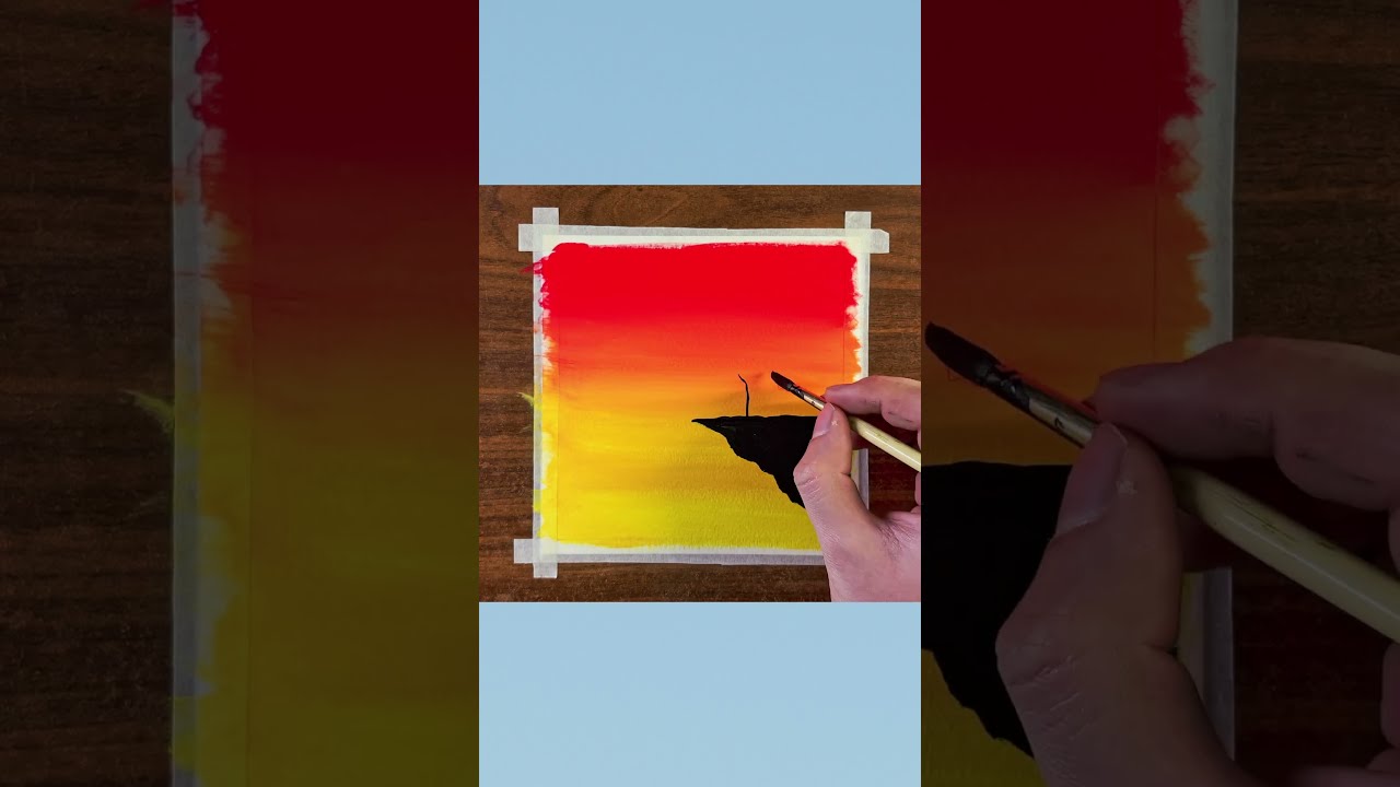 Easy Sunset Painting Watercolor
