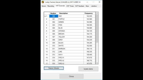 Channel/Frequency Change