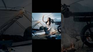 ☔ Solo Girl E-Bike Camping in Heavy Rain