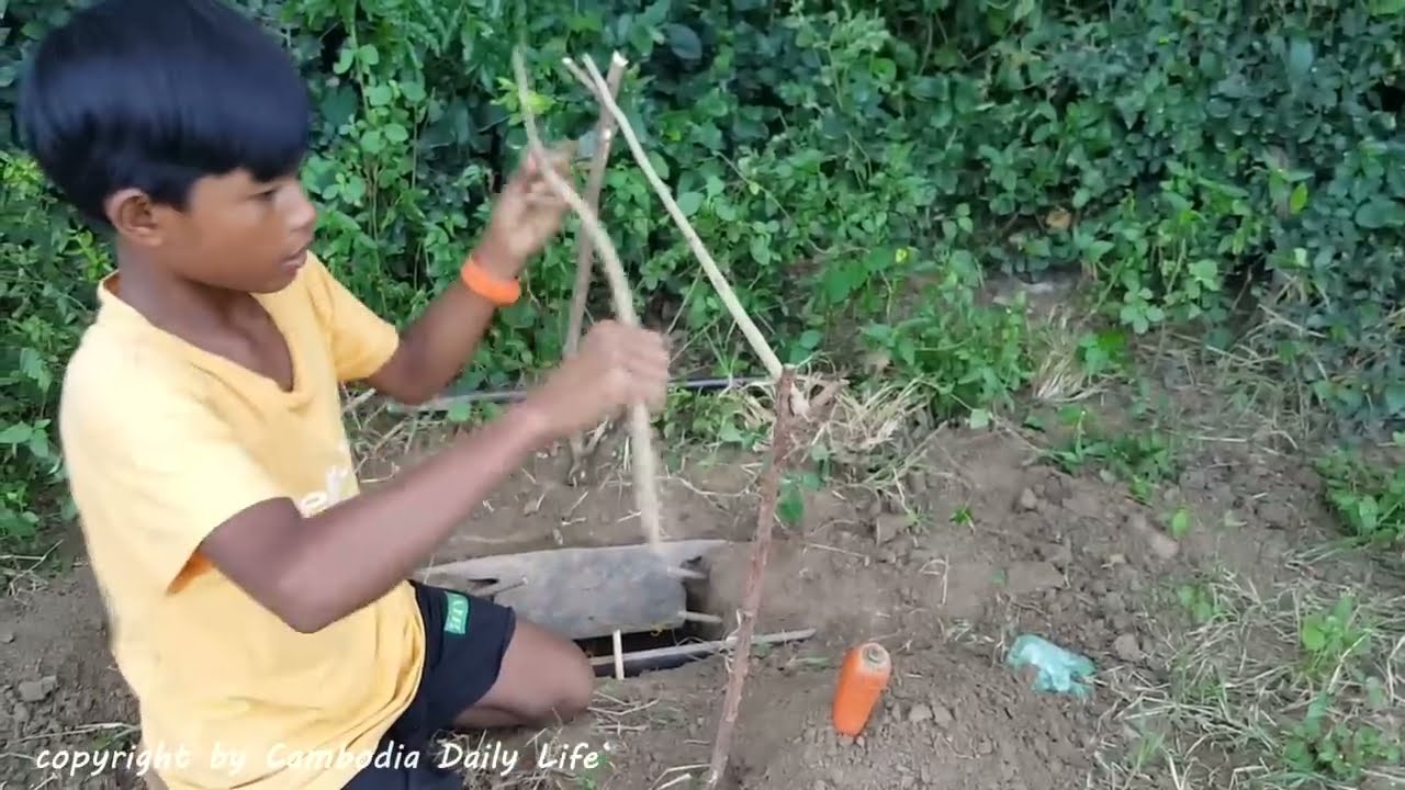 How To Trap Rabbits The Forest The First Rabbit Trap With Deep Hole by Smart Boy - How To Trap Rabbit That Works 100% - YouTube