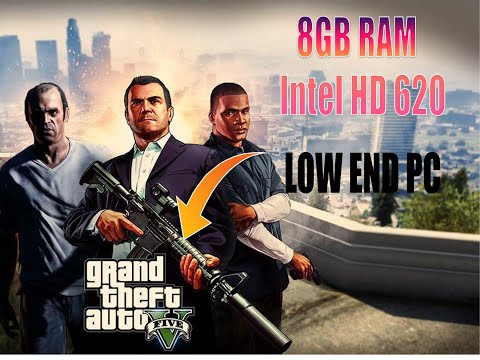 GTA V gameplay 8GB ram | Intel hd 620 | i3 7th gen | low end pc 2022 | SSD