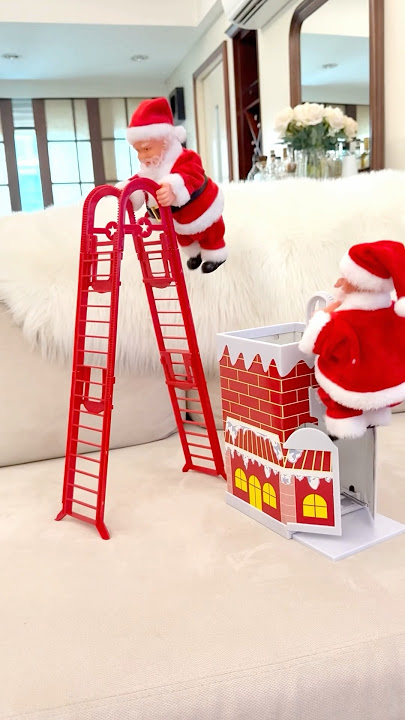 Cute Santa Clause Climbing the Ladder! Santa toys 🎅🏻🎁 #shortsvideo #christmas #present #santa