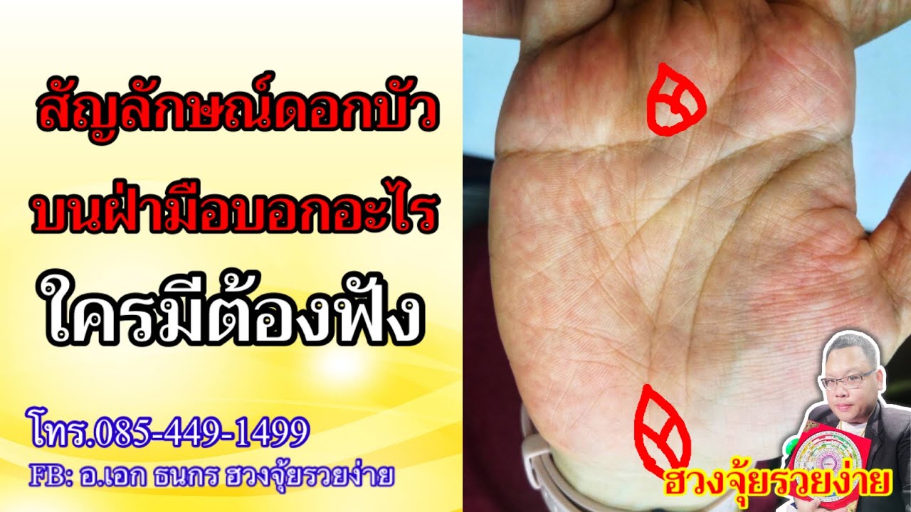 สัญลักษณ์​ ดอกบัว​ บนฝ่ามือบอกอะไร​ ใครมีต้องฟังครับ