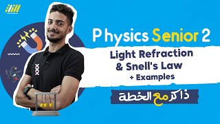 physics senior 2 chapter 2 | Light Refraction | Snell's Law + Examples | Shady El Sharkawy | الخطة