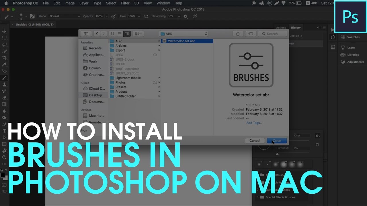 How to install brushes in Photoshop on MAC