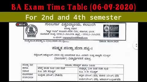 For repeaters BA Exam TimeTable 6-9-2020 gulbarga university CBCS question paper Karnataka
