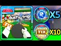 The classic how to get x10 tickets  x5 tokens badges from a dusty trip roblox