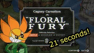 Cuphead Speedrun - Floral Fury Simple (0:21)