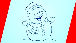 رسم سهل | كيفية رسم رجل الثلج بطريقة سهلة | تعليم الرسم | رسومات سهله