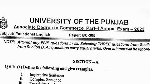 Adc Part 1 Functional English past paper 2023 || bcom Part 1 Past papers |Punjab University