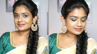 Kerala saree simple makeupjasminerose HairstyleSmokey eyes with kajalNo  brushes makeupAsvi  YouTube