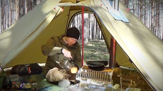 День в лесу. ТЕСТ снаряги: Палатка с печкой. // A day in the woods. Tent and stove.