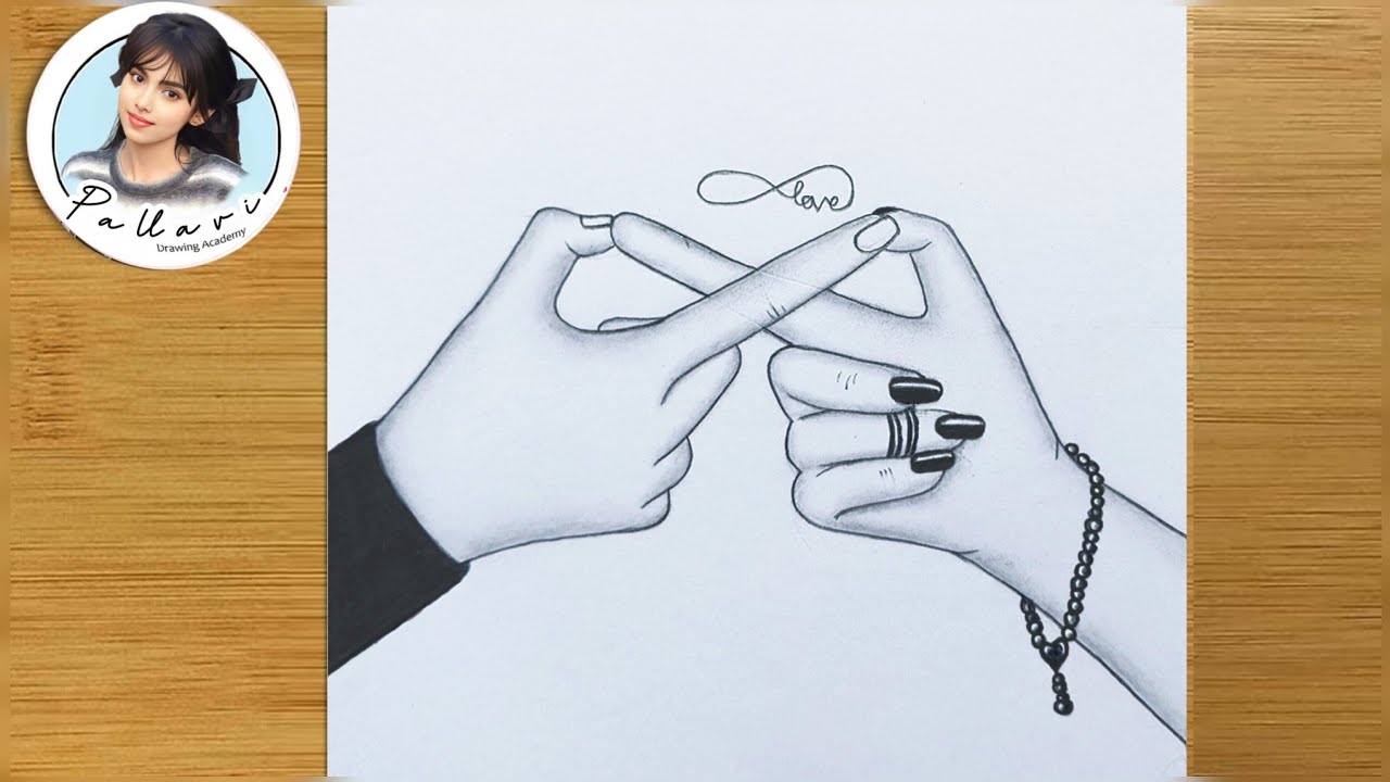 How to draw infinite love symbol with couple hand || pencil sketch || Valentine's Day special