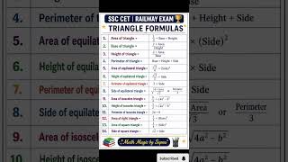 Triangle Formulas 🔥 | SSC CET &amp; Railway Maths in 1 Page