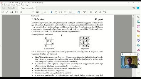 Sudoku - Informatikai ismeretek ágazati középszintű érettségi 2020. május 1. rész