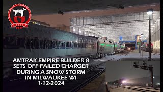 Amtrak Empire Builder 8 Has The Lead Engine Fail And Sets Out The Engine In Milwaukee WI 1-12-2024