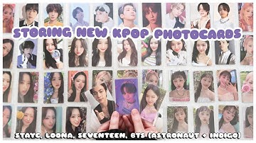 ☁️ organizing + storing new kpop photocards in my binders | bts, stayc, loona, seventeen, + more