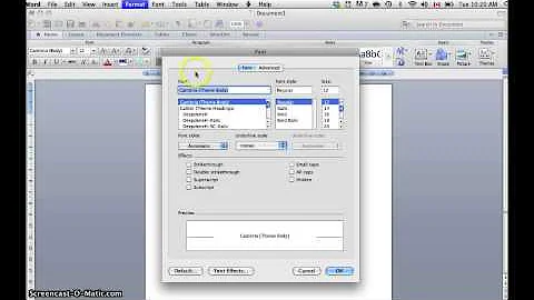 Setting a Default Font in Word 2010 (Mac)