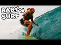 Surfing with a baby on my back  the ultimate surf lessons routine to help our 3 yr old surf