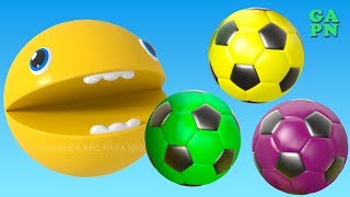 Aprende Los Colores con 3D balón de fútbol para niños | Aprender colores con 3D Pacman