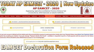 AP EAMCET - 2020 | DECLARATION FORM | Engineering or Agriculture & Medicals | Released