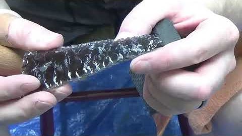 Flintknapping obsidian slab large point    Time Laps