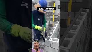 Pasang adukan plester bata berongga #pertukangan #diy #konstruksi #craft #shorts