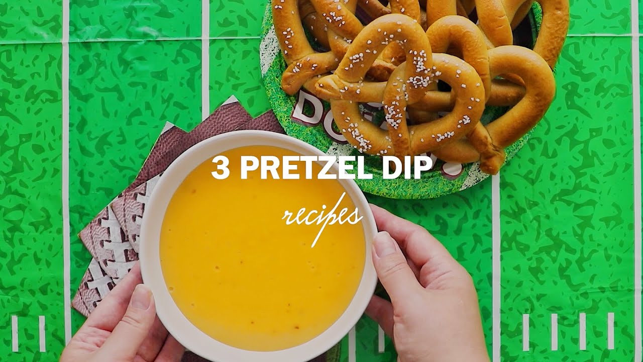 3 Easy Pretzel Dip Recipes (cheese pretzel dip, buffalo blue