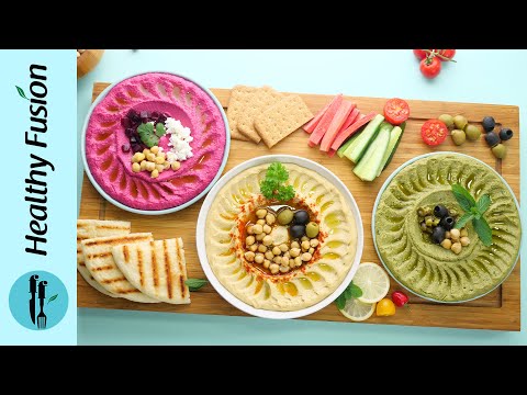 Restaurant Style Hummus 3 Different ways - Recipe By Healthy Food Fusion