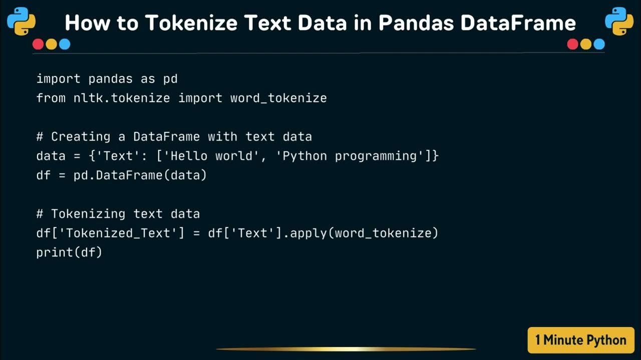 How to Tokenize Text Data in Pandas DataFrame - YouTube
