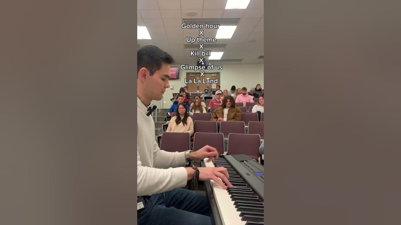 Playing the illegal mashup for my class project #piano #goldenhour #uptheme